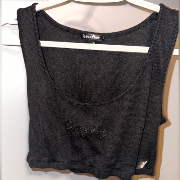 Playboy Cropped Tank Tops, One in Black & One in White, both size M - Picture 2 of 5